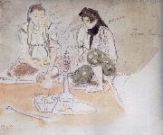 Eugene Delacroix Two Arab women seated oil
